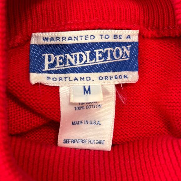 Vintage Pendleton Wms M Classic Red Cotton Knit Sweater Christmas Holiday Winter - Picture 3 of 8